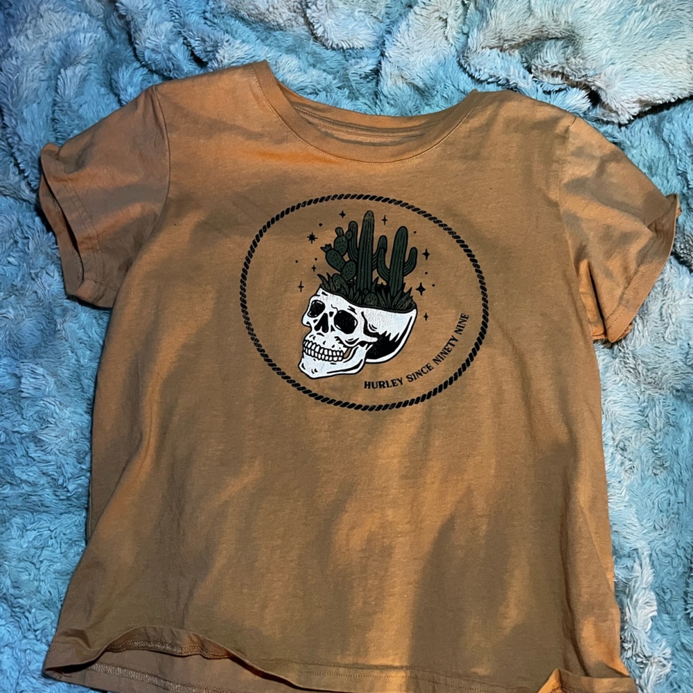 Hurley Tan T-Shirt with Logo